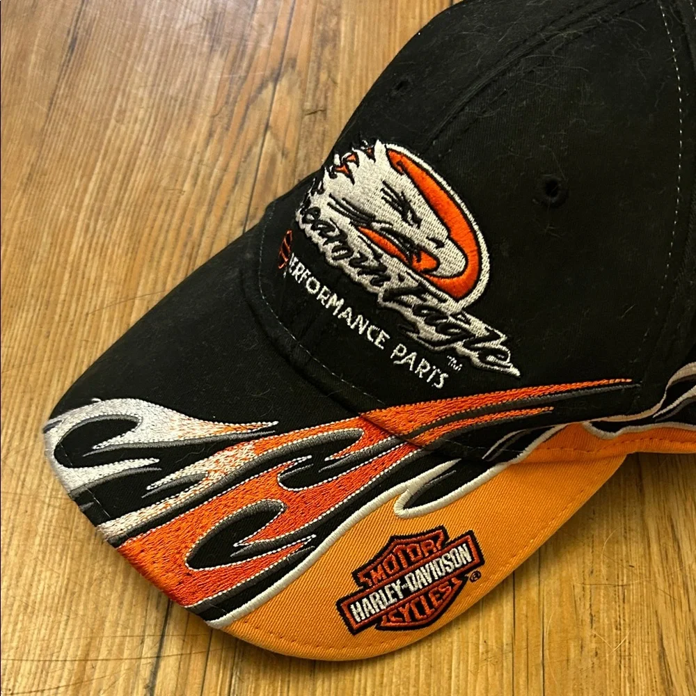 Harley-Davidson Black Cap with Orange Flames OSFM - Picture 2 of 5